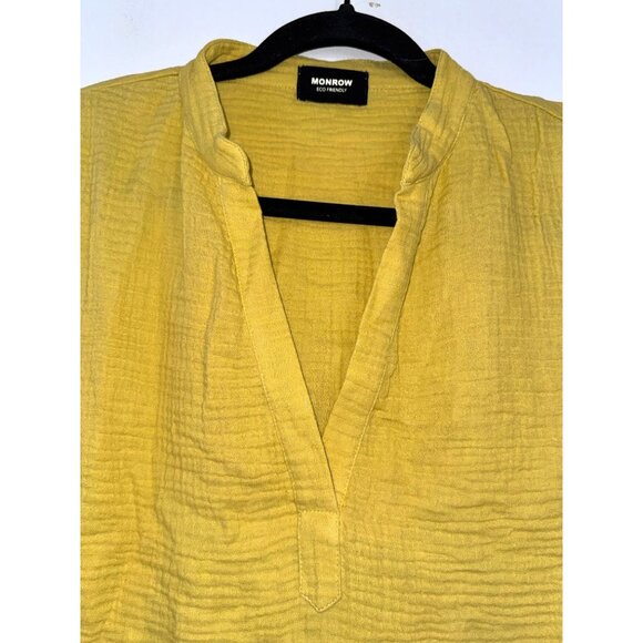 Monrow Womens Sleeveless  mustard color V-Neck Top - Eco-Friendly Organic Cotton - Picture 2 of 9